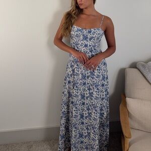 Peppermayo Blue and White Floral Midi Dress